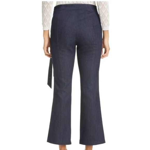 CINQ A SEPT JEANS dark wash NEW flared crop size 6 double belted design - Picture 3 of 7